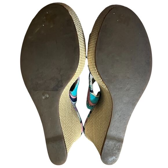 Emilio Pucci Terry Cloth Criss Cross Raffia Wedges Size 39 - Picture 10 of 10